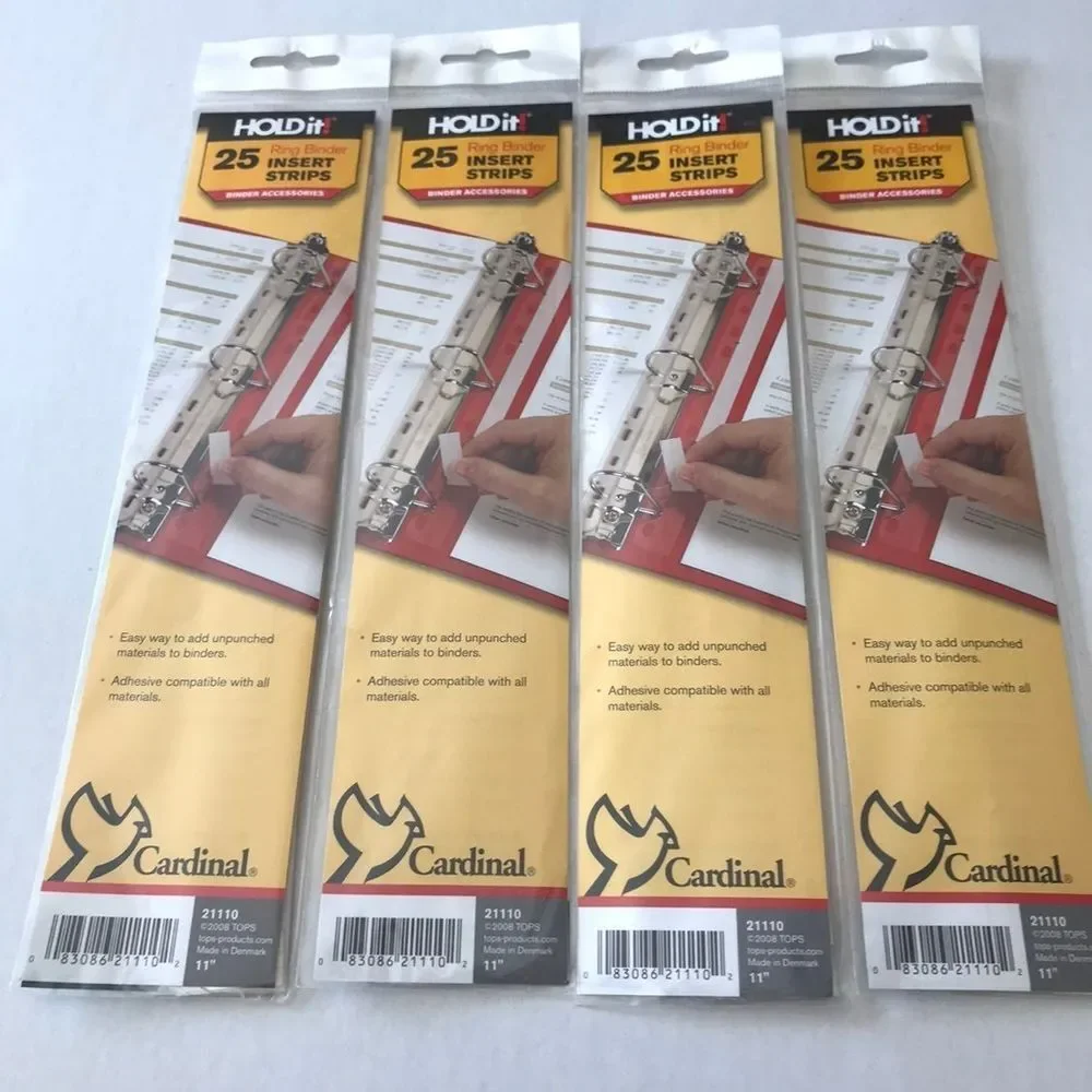 HOLD it! 25 Ring Binder Insert‎ Strips set of four (4). New in packages.